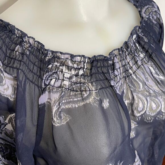 SHEER Paisley Chiffon Tunic Blouse 💚🌻 - Picture 8 of 10